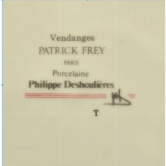 VTG Philippe Deshoulieres Grape Harvest Limoges Cocktail Canape Plates- Set of 6 - Picture 6 of 6